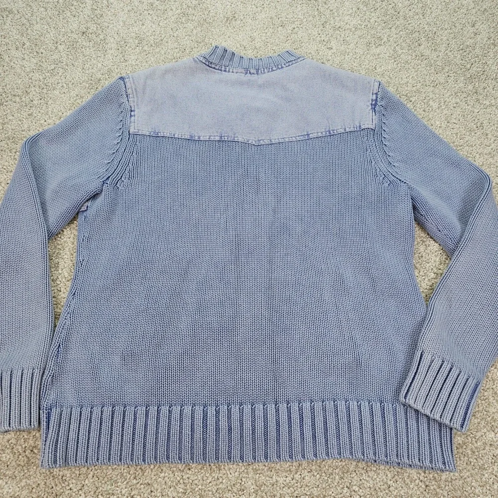 Buff Hewn Periwinkle Button Front Cardigan Sweater Knit Denim Womens Large‎